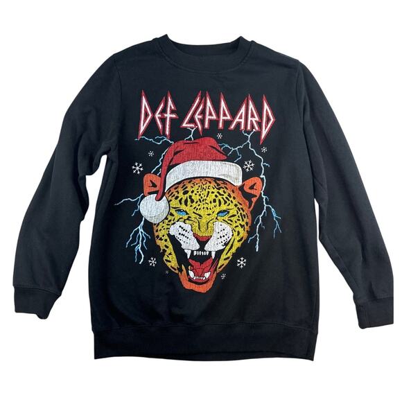 Def Leppard Tops - Def Leppard Retro Black Christmas Sweatshirt Sz Women's Large Lightening Rock
